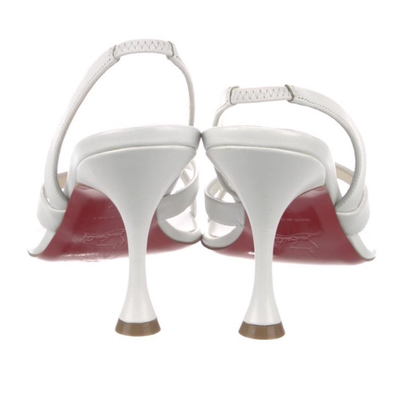 Christian Louboutin Taralita 85 Kid White Leather Slingback Thong Sandal Heel 36 - Picture 6 of 11